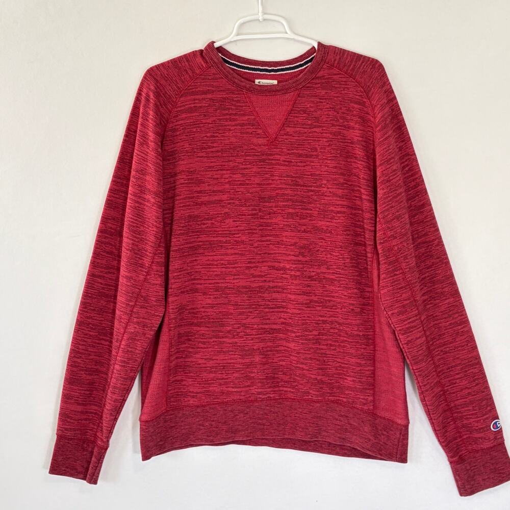 Champion Sweatshirt Mens Large Dark Red Long Sleeve Knit Pullover Crewneck